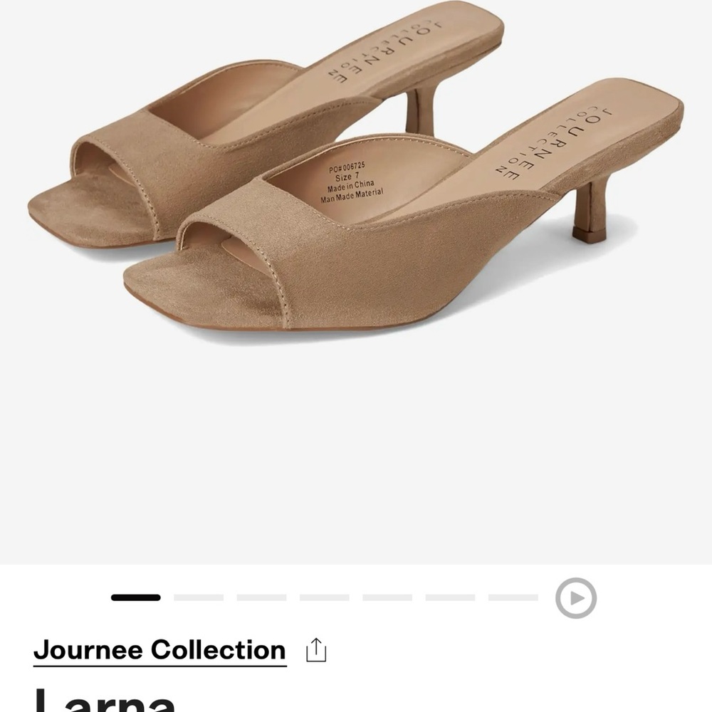 Journee Collection Women's Faux Suede Larna Peep Toe Kitten Heels Tan Size 8